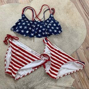Patriotic Bikini Set - 1 top, 2 bottoms
